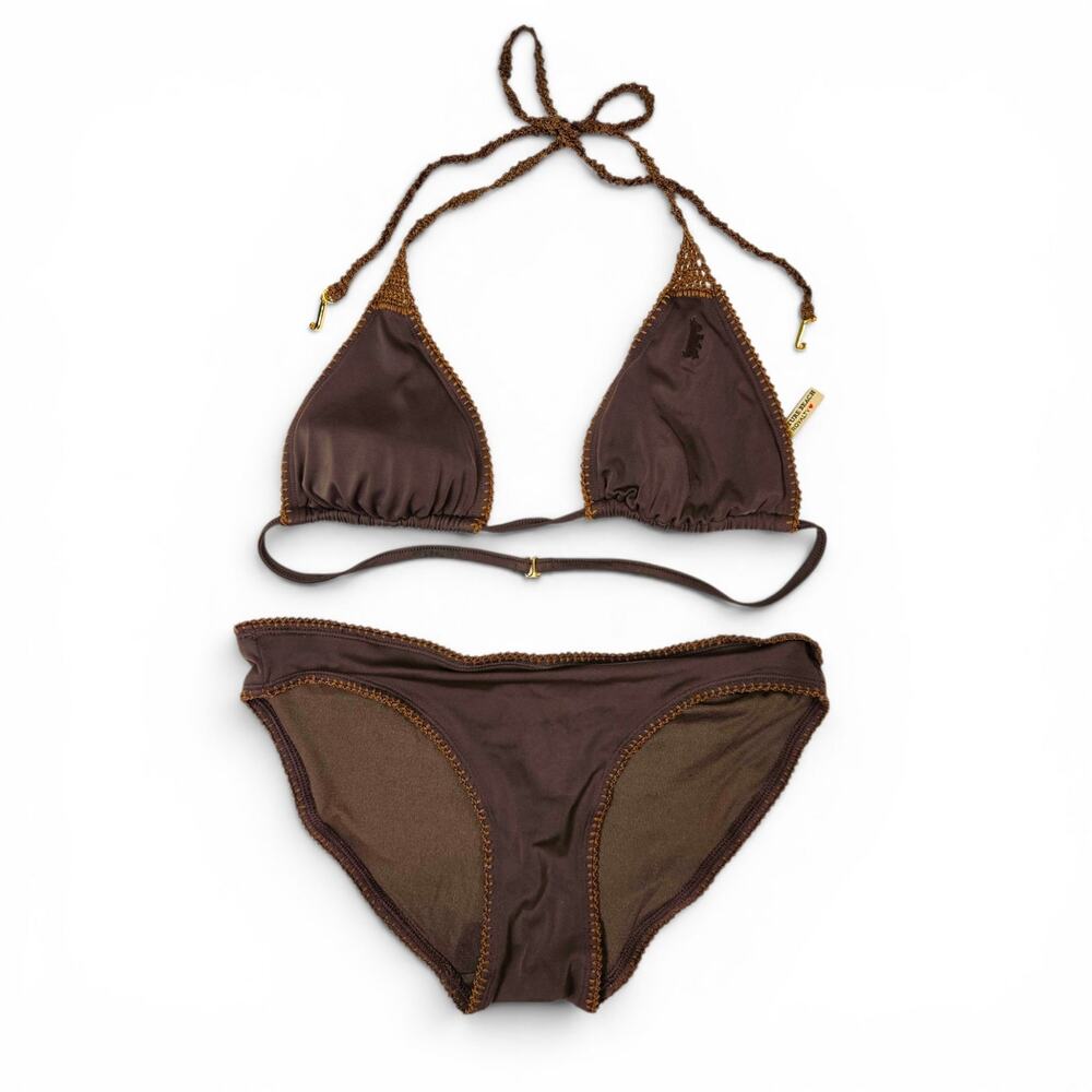 Y2k Juicy Couture Brown Bikini Crochet Details - Medium - Picture 2 of 10